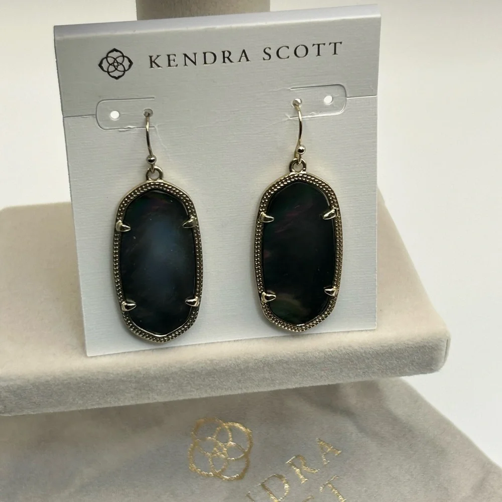 Kendra Scott Elle Earrings Black Iridescent 1.5